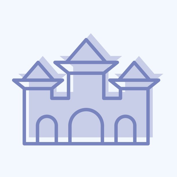 图标的城堡。适合作为万圣节的象征。两个音调的风格。简单的设计可编辑。设计模板向量。简单的说明图片下载