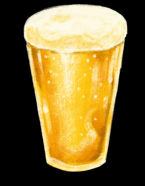 啤酒小麦和大杯水彩画插图图片下载