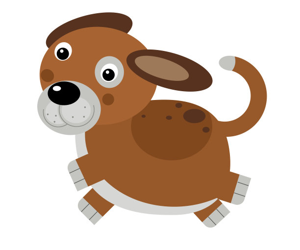 卡通场景狗狗站着看和微笑的白色背景插图的孩子图片下载