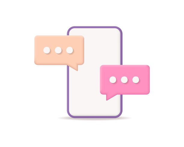 3d现实智能手机与聊天气泡图标图片下载