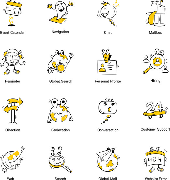 手绘风格的Web图标图片下载