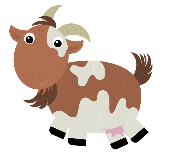 有角山羊的卡通素描场景正在为孩子们画插画图片下载