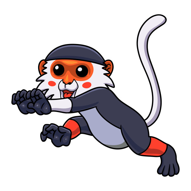 可爱的红腿大白猴卡通行走图片下载