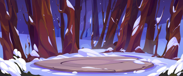 冬季森林中的古凯尔特石台图片下载