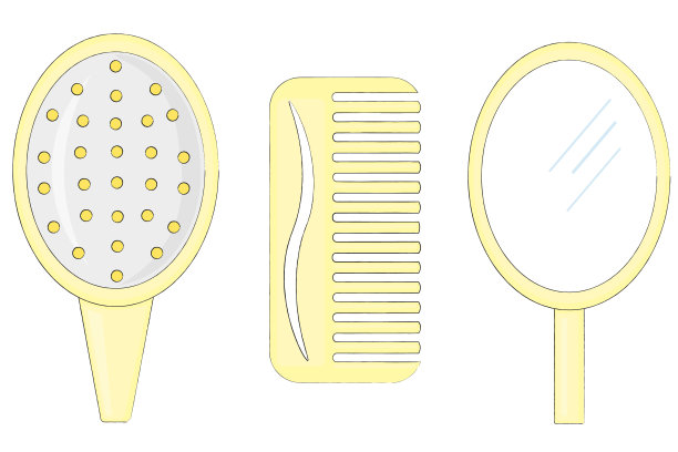 头发梳和镜子的插图图片下载