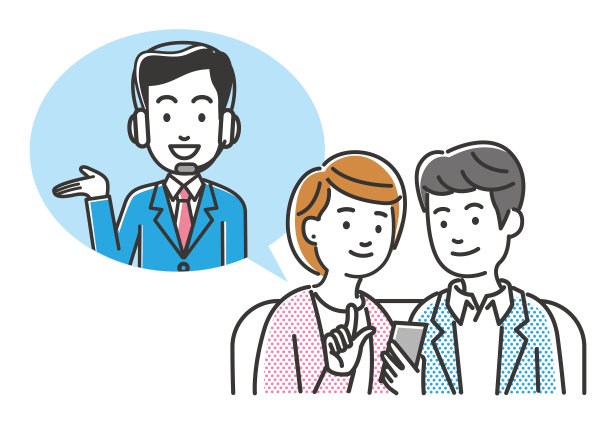 一对夫妇在网上咨询男性接线员图片下载