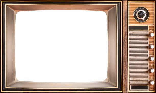 复古旧电视剪出屏幕与剪贴路径，复古电视与空白屏幕图片下载