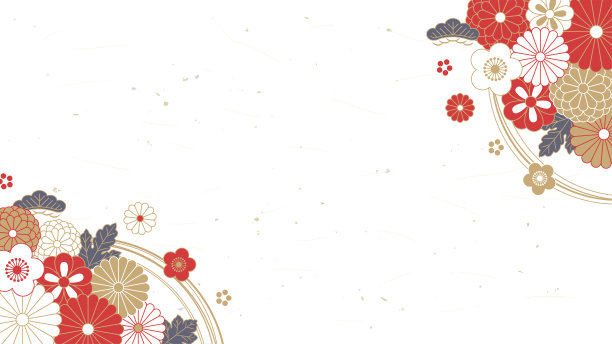 日本新年背景设计。梅、菊、松。图片下载