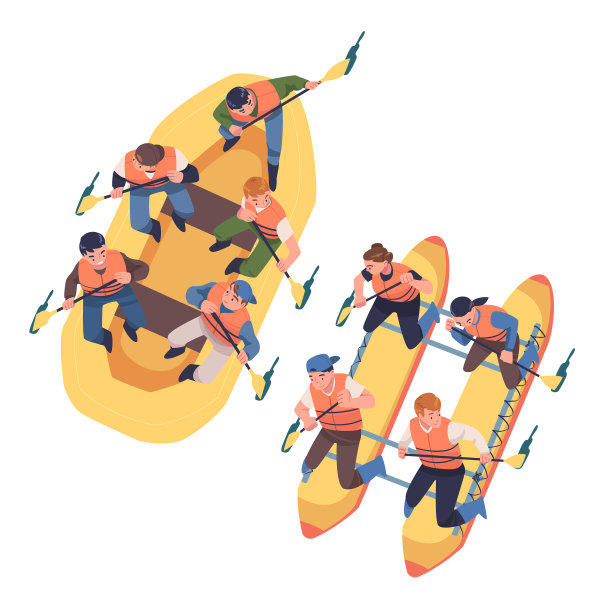 人们用充气船划木筏素材图片