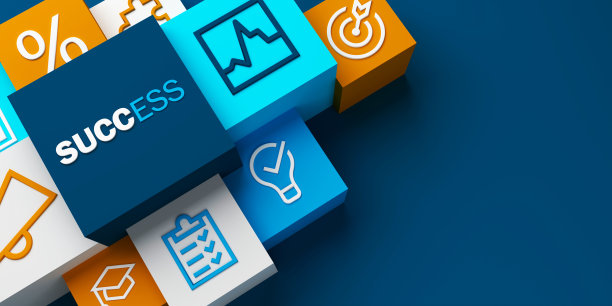 3D渲染大视角的SUCCESS商业概念图片下载