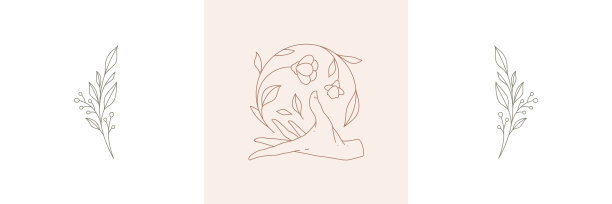 极简轮廓人类手绕植物学图片下载