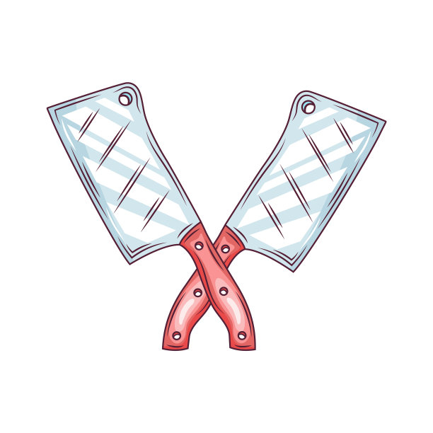 金属菜刀，红色木柄图片下载