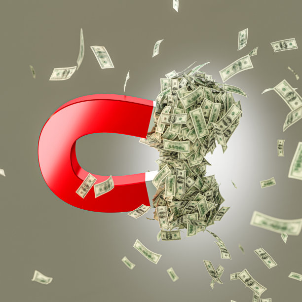 大磁铁吸引金钱。图片下载