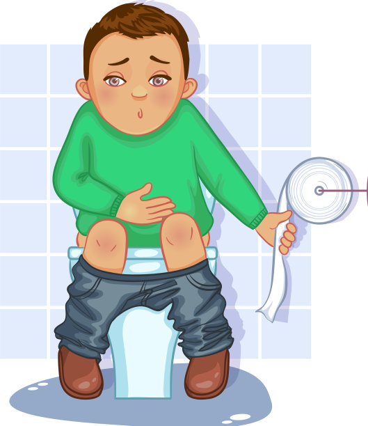 胃有问题的小男孩坐在马桶上图片下载