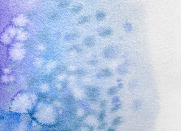 蓝紫色水彩笔触背景。抽象清晰的水彩画纹理与点和点图片下载