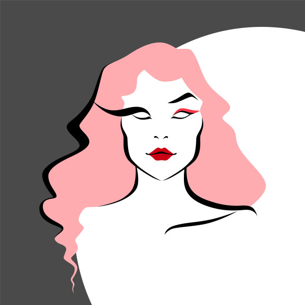 拥有粉色长发和红色嘴唇的华丽女人图片下载