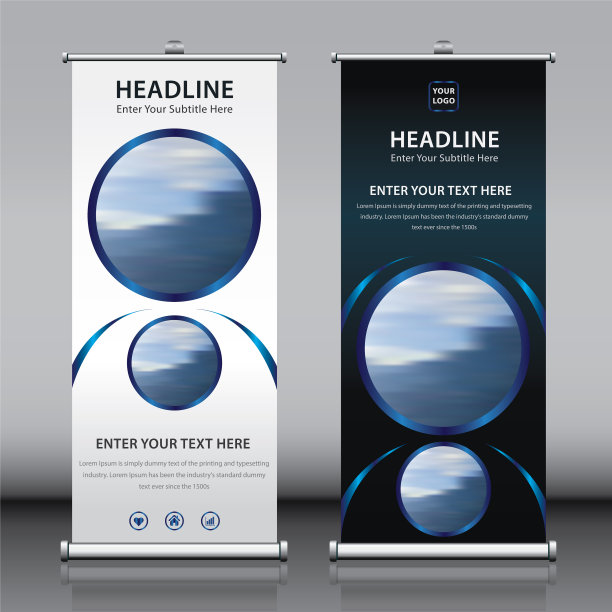 蓝色站立竖旗图片下载