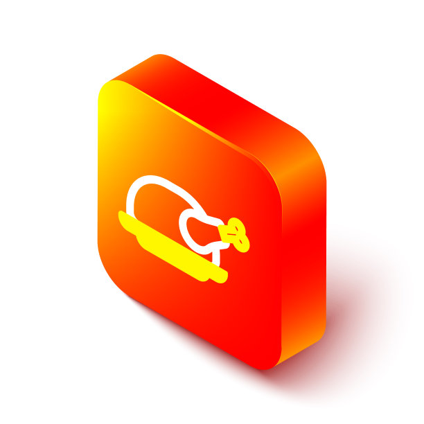 等距线烤火鸡或鸡图标图片下载