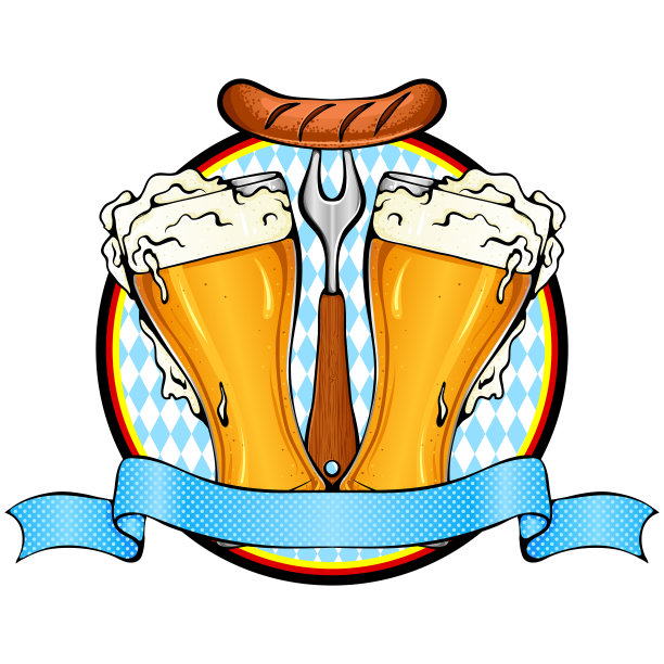 两杯啤酒放在圆框里图片下载