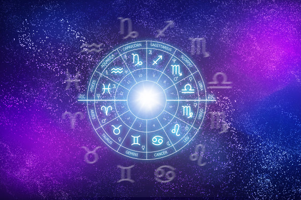 宇宙背景上的黄道十二宫。占星术。行星科学:关于恒星和行星的科学深奥的知识。统治者的行星。十二星座图片下载