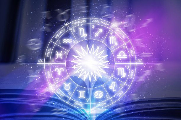 星座。生肖圈的背景空间和一本打开的书图片下载