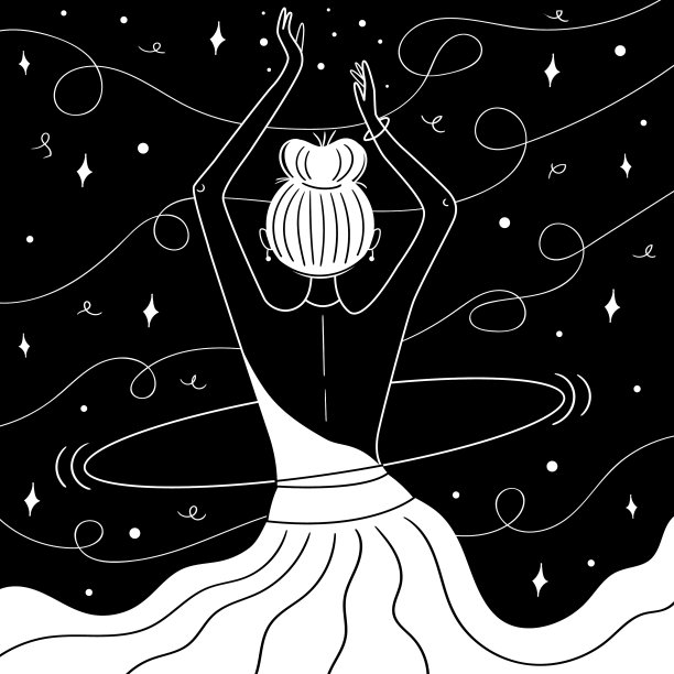 跳舞的女孩在太空转呼啦圈图片下载