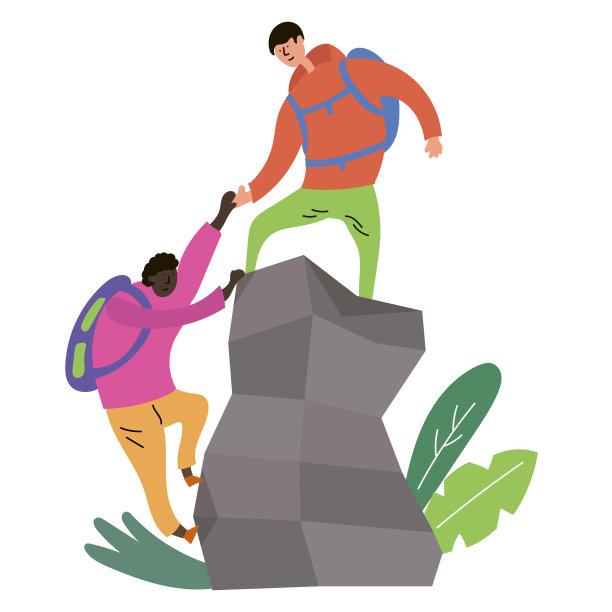 夏季运动攀岩有一个人帮助征服图片下载