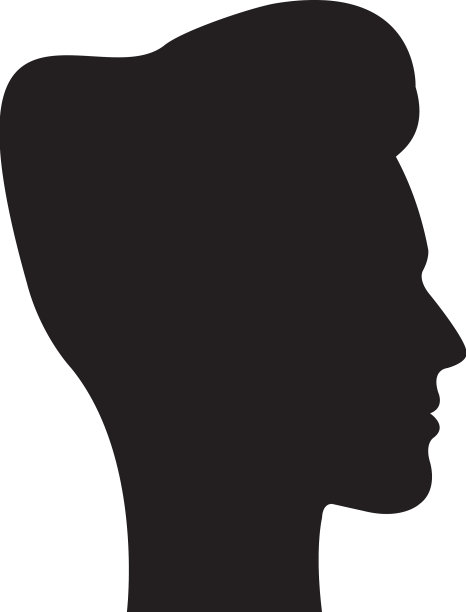 男子剪影男性脸图标在黑色图片下载