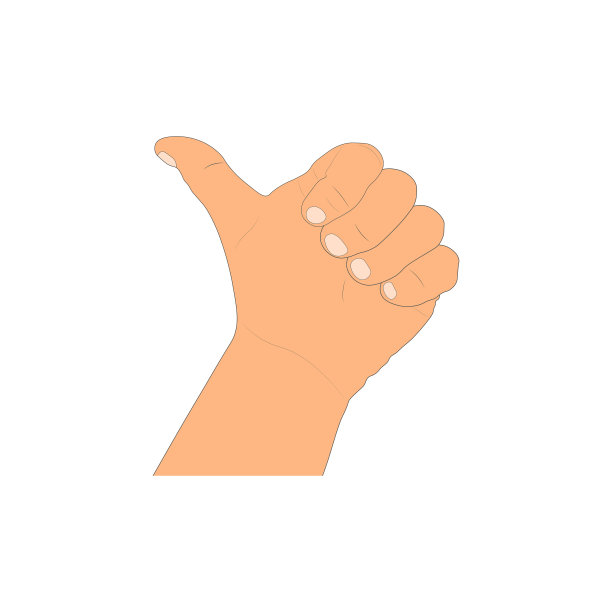 画卡通人手臂孤立在白色背景。画的手势大拇指朝上-肯定。艺术风格-矢量插图图片下载