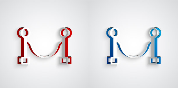 剪纸绳屏障图标孤立在灰色上图片下载