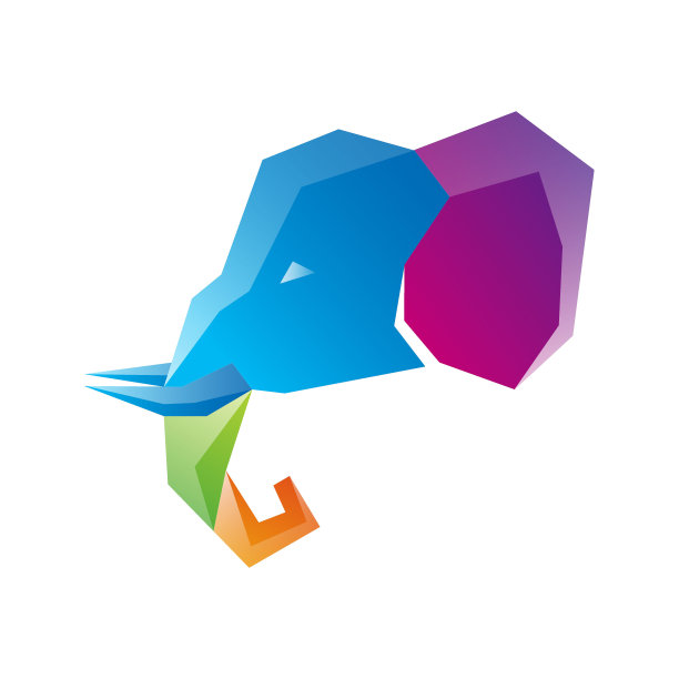 大象标志渐变彩色风格图片下载