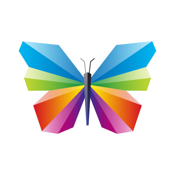 蝴蝶标志渐变彩色风格图片下载