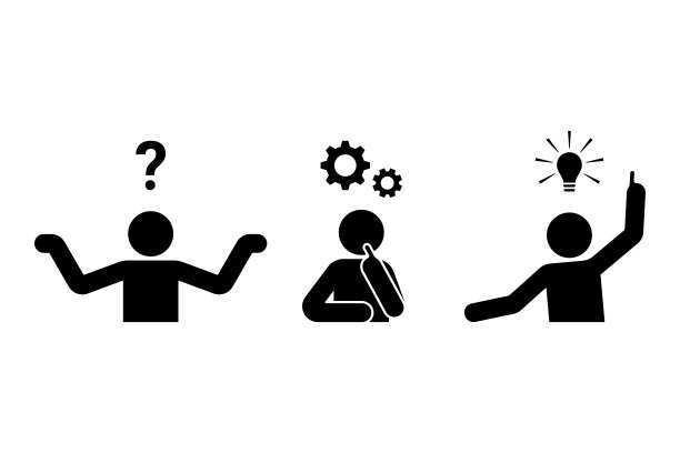 简笔画人问题解决推理矢量插图。任务，问题，思考，想法，洞察力，决定图标剪影象形图图片下载