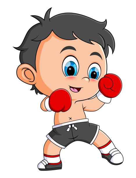 可爱的拳击手戴着手套准备出拳图片下载