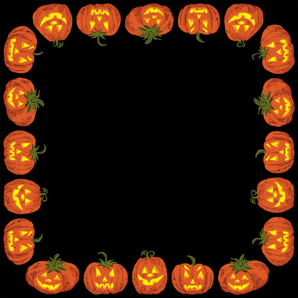 装饰性的万圣节卡片，上面画着欢快的南瓜图片下载