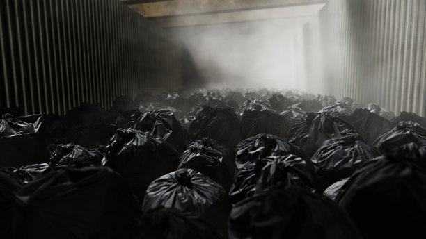 用垃圾袋装的剩余废物图片下载