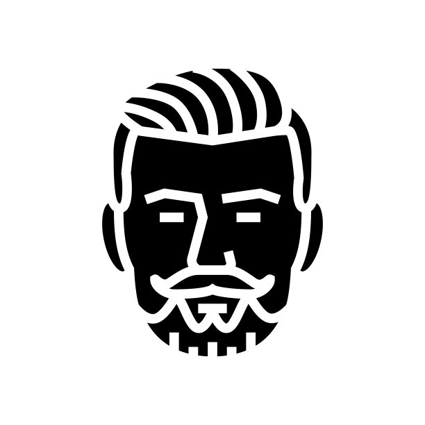 潮人胡子发型字形图标矢量插图图片下载