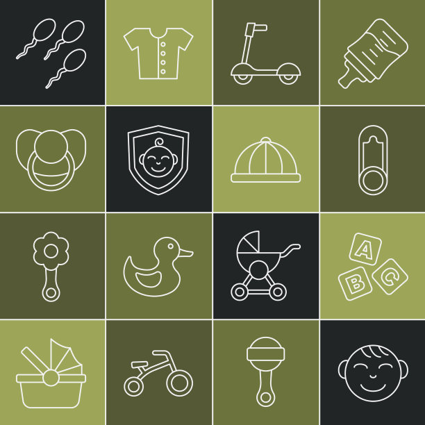 设定线小男孩头部ABC积木婴儿衣服图片下载