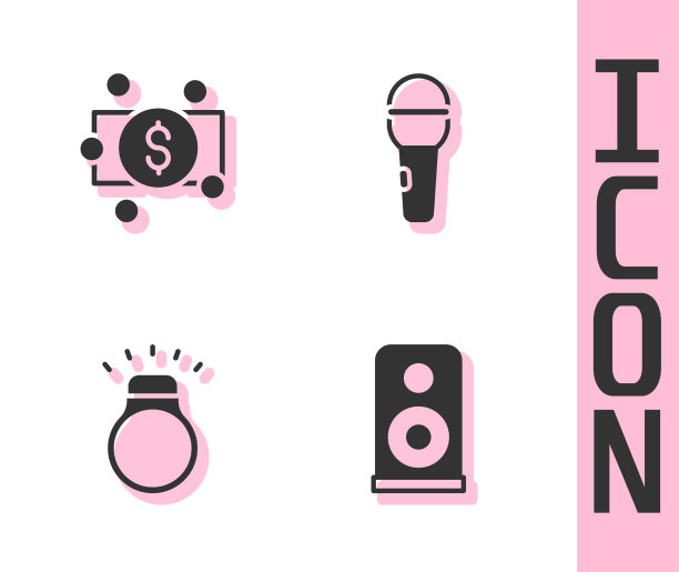 设置立体声扬声器堆叠纸币现金图片下载