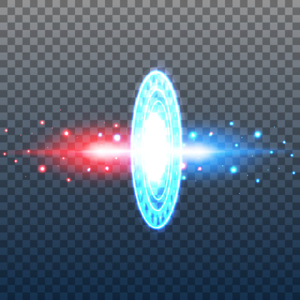 神奇的幻想门户。未来传送。光的效果。夜景光线和火花在透明的背景上。空旷的讲台灯光效果。迪斯科舞池俱乐部。图片下载