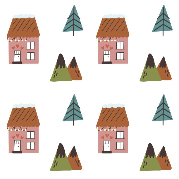 无缝图案与冬季圣诞屋图片下载