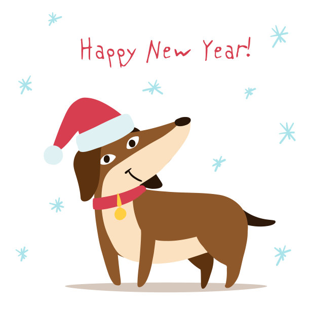 心满意足的腊肠狗戴着圣诞帽图片下载