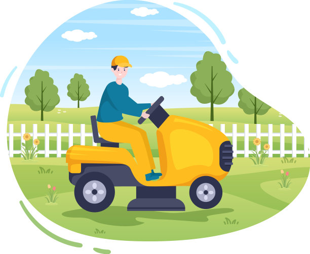 草坪割草机割绿草坪的修剪和护理图片下载