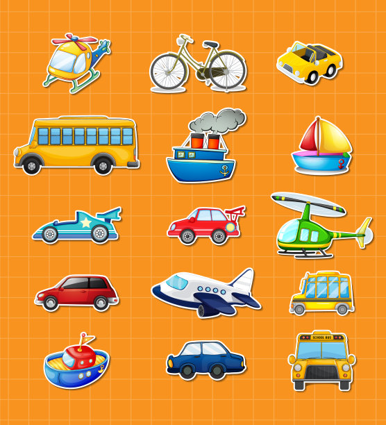 贴纸套装不同的车辆图片下载