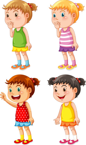 一组不同的学步女孩图片下载