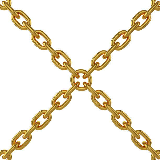 金链孤立在白色背景，3d渲染图片下载