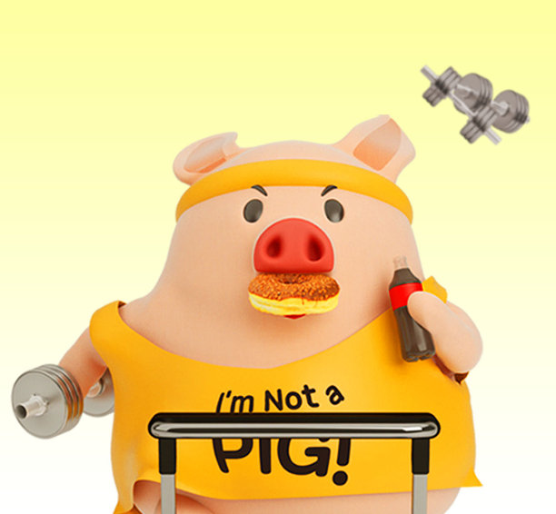 运动健身黄色3d猪朋友圈封面图片下载