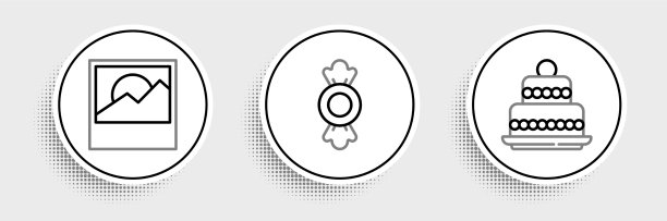 设置线蛋糕照片和糖果图标图片下载