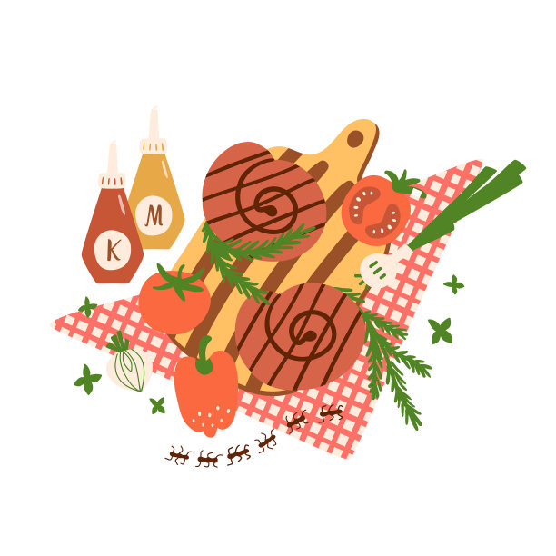 野餐香肠BBG野餐食品隔离BBQ图片下载