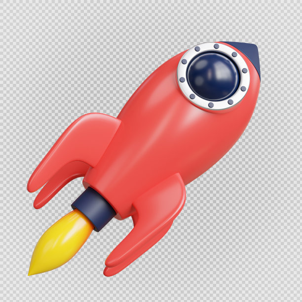 3d渲染太空火箭启动图标。图片下载